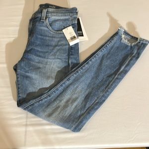 7 FOR ALL MANKIND size 26 blue jeans ANKLE GWENEVERE. stretch distressed hem